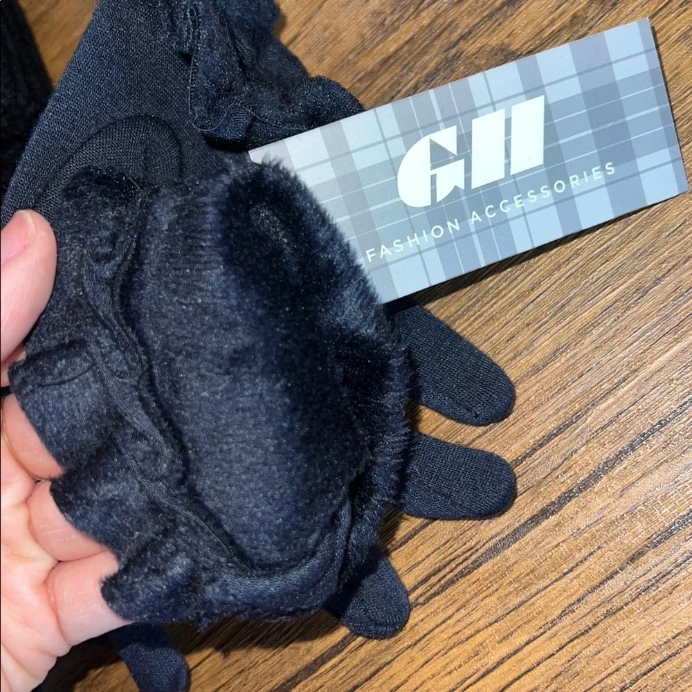 Black‎ Knit Beanie and Gloves Set